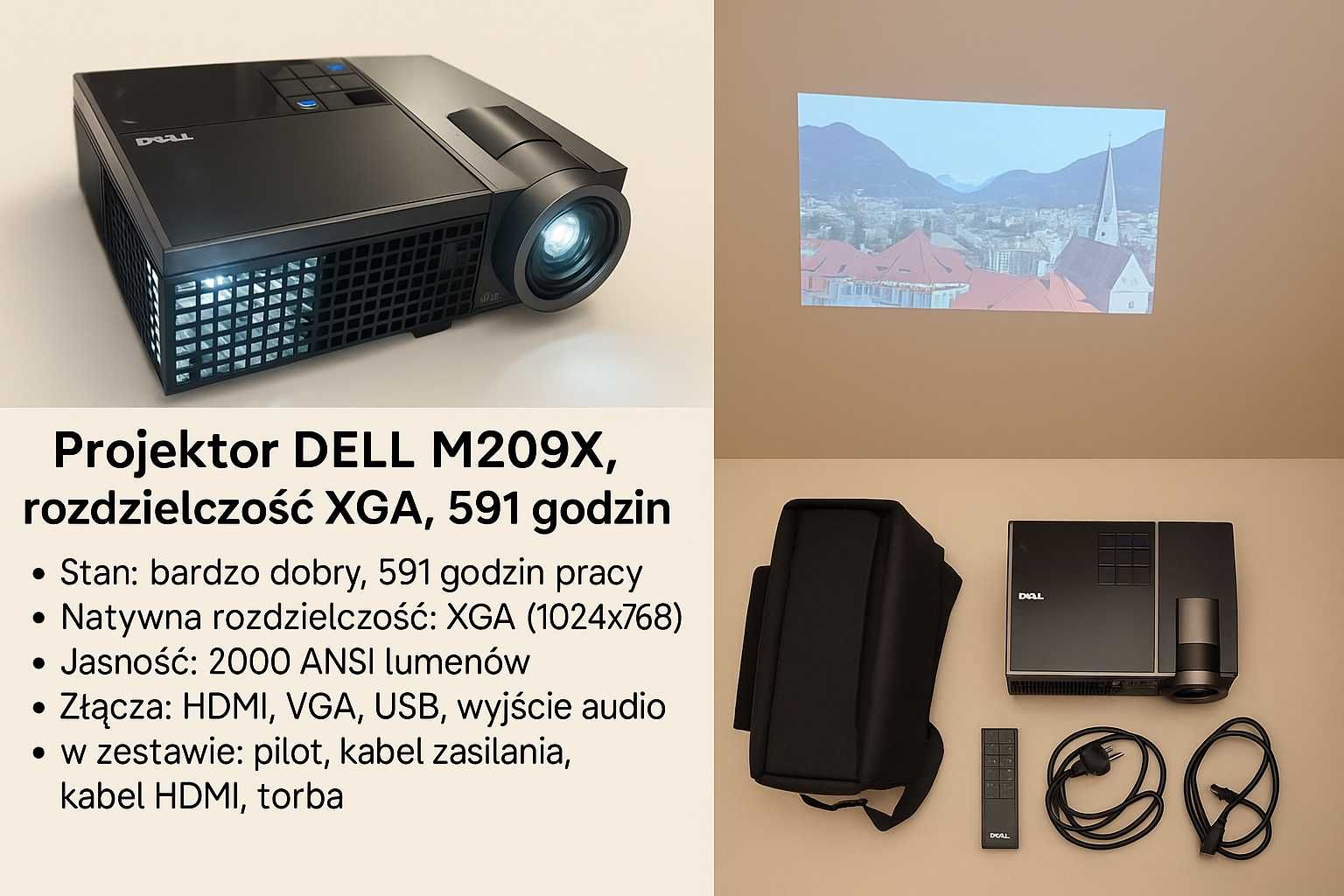 Projektor Rzutnik DELL M209X tylko 591h wyświetlone
