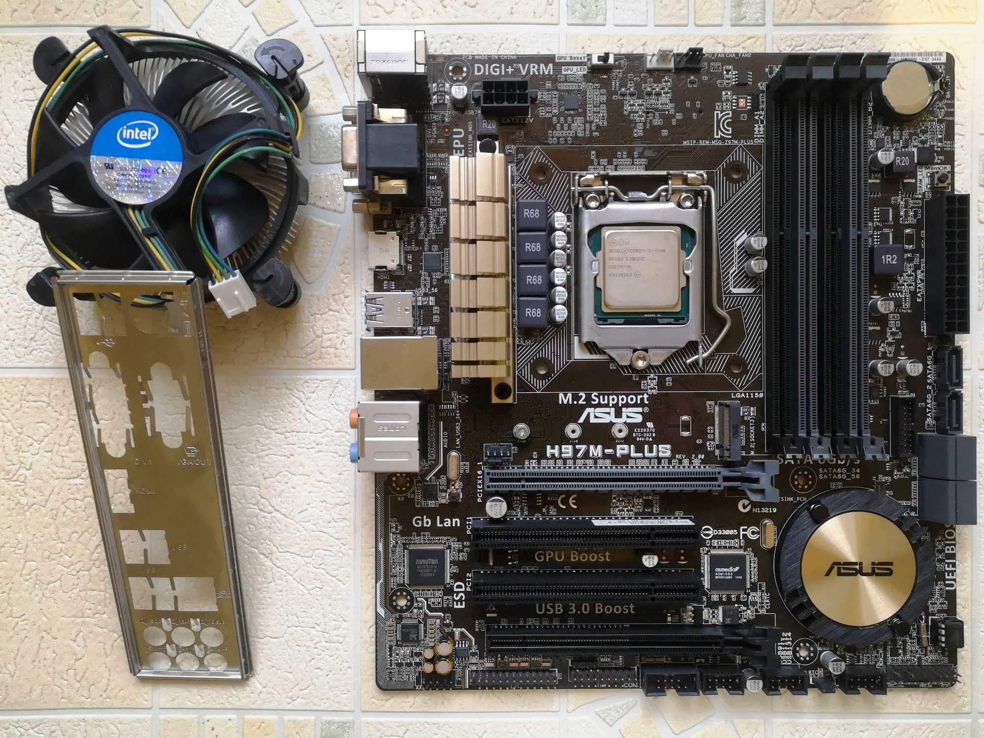 Комплект  Socket 1150   Asus H97M-PLUS + Intel Core i5-4590 + Кулер
