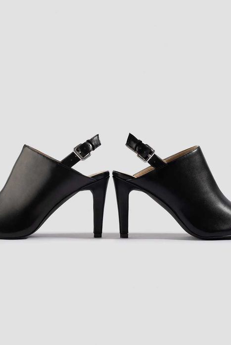 713 NA-KD Czarne Czółenka Z Odsłoniętymi Piętami Buty Na Obcasie 37