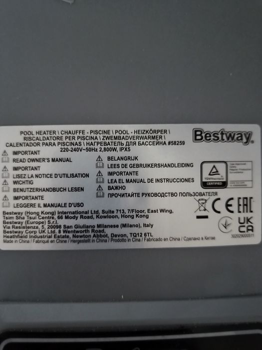 Podgrzewacz wody do basenu Bestway