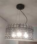 Lampa Alessandra czarny mat ażurowa oprawa metalowa wzory vintage