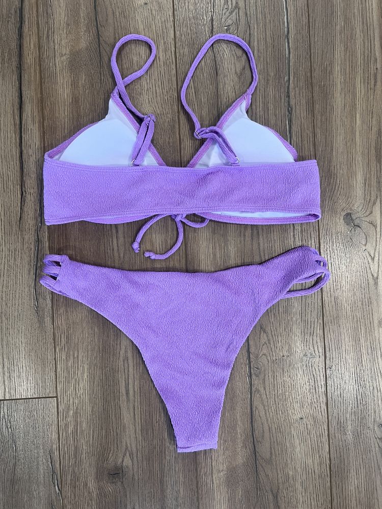 Nowy strój kostium kąpielowy XL 42 fioletowy dwuczęściowy lato