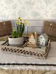 Duża TACA z rattanu 60x40x10 cm naturalny RATTAN z uchytami