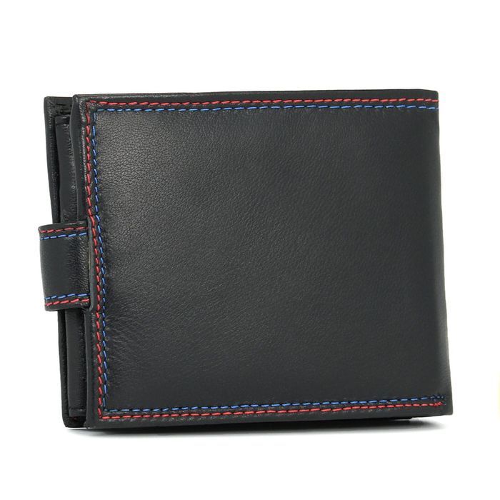 portfel męski z przeszyciem sanchez classic - czarny