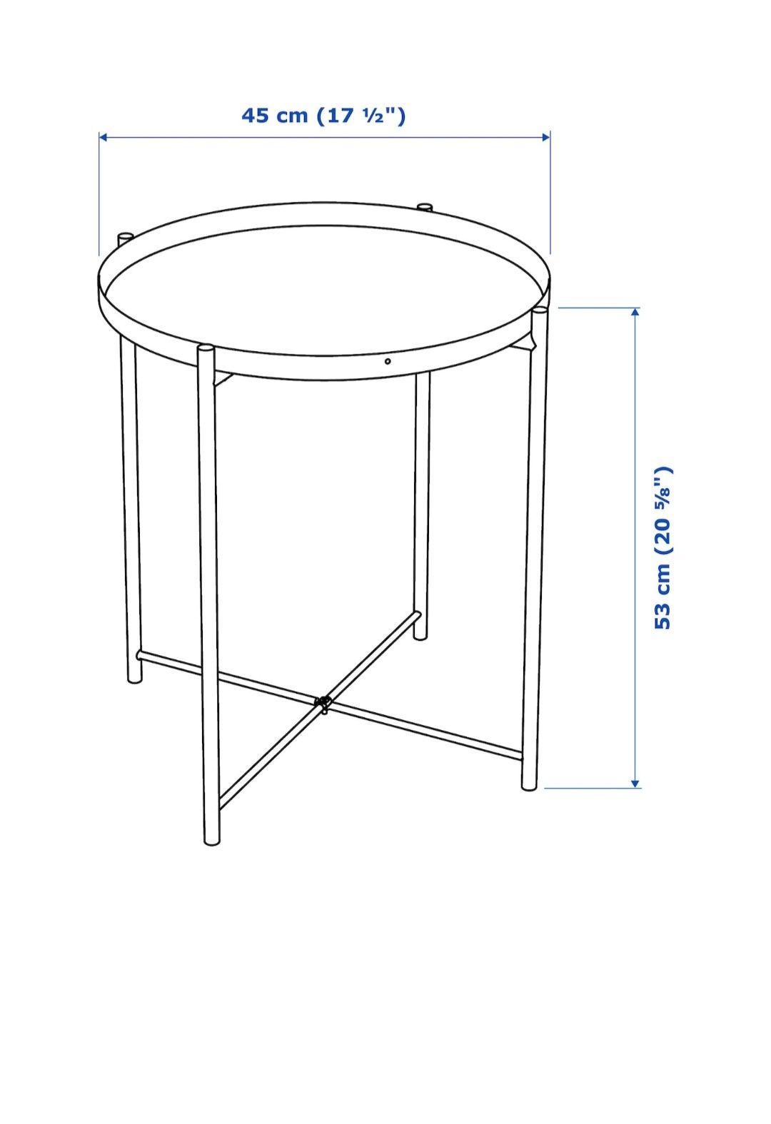 GLADOM Stolik z tacą, Ikea, kolor biały, 45x53 cm, numer produktu 703.