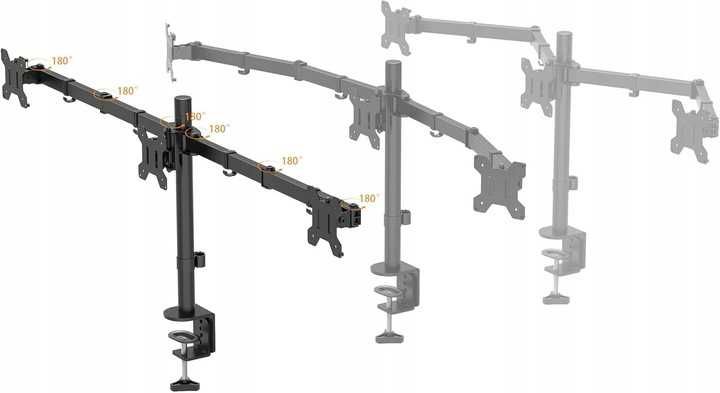 BONTEC Potrójny uchwyt do 3 monitorów 13-24 cali Stojak na Monitory