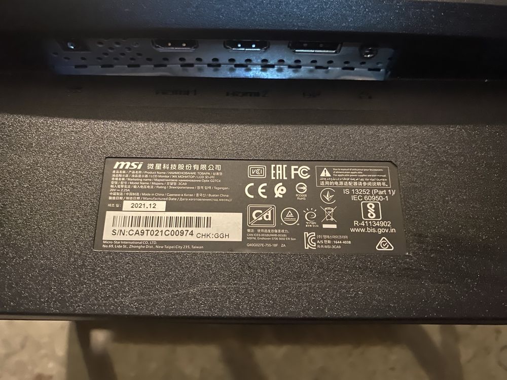 Monitor MSI Optix G27C4 curved