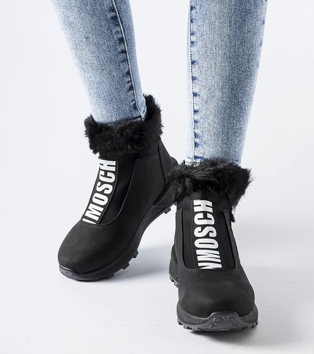 Czarne ocieplane wysokie sneakersy Oneglia