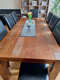 Drewniany stół jysk + 8 krzeseł