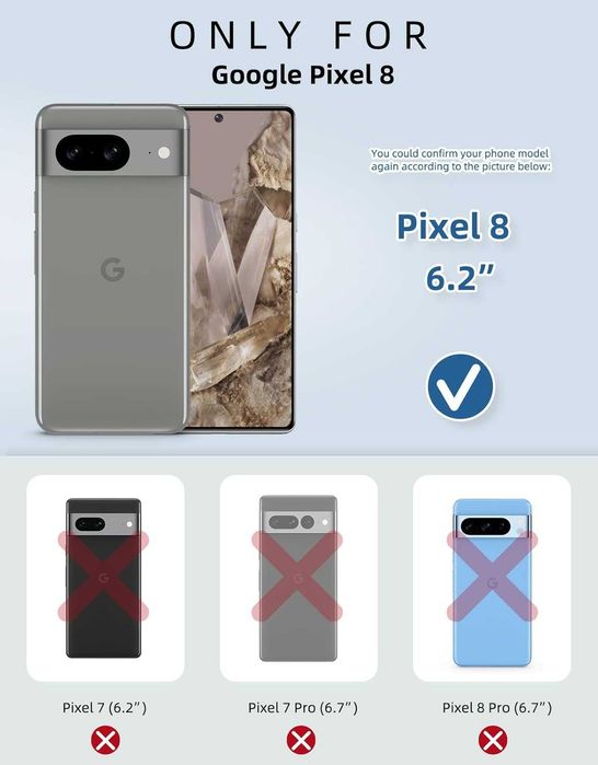 OCASE skórzane etui do Google Pixel 8 z klapką portfel RFID czerwone