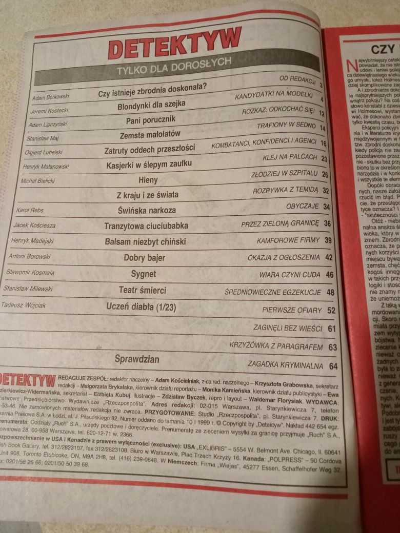 Miesięcznik Detektyw 1999 r.