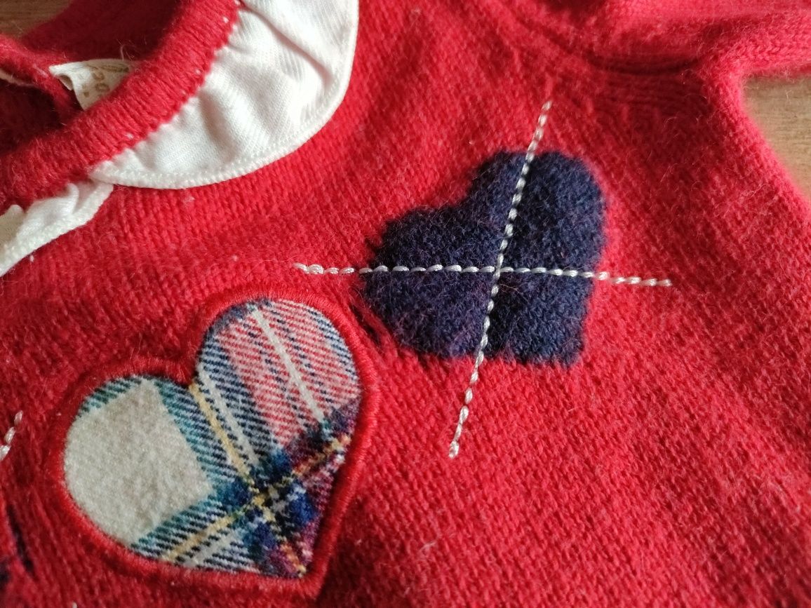 Sukienka czerwona, niemowlęca w kratkę 1-2 m. 60 cm