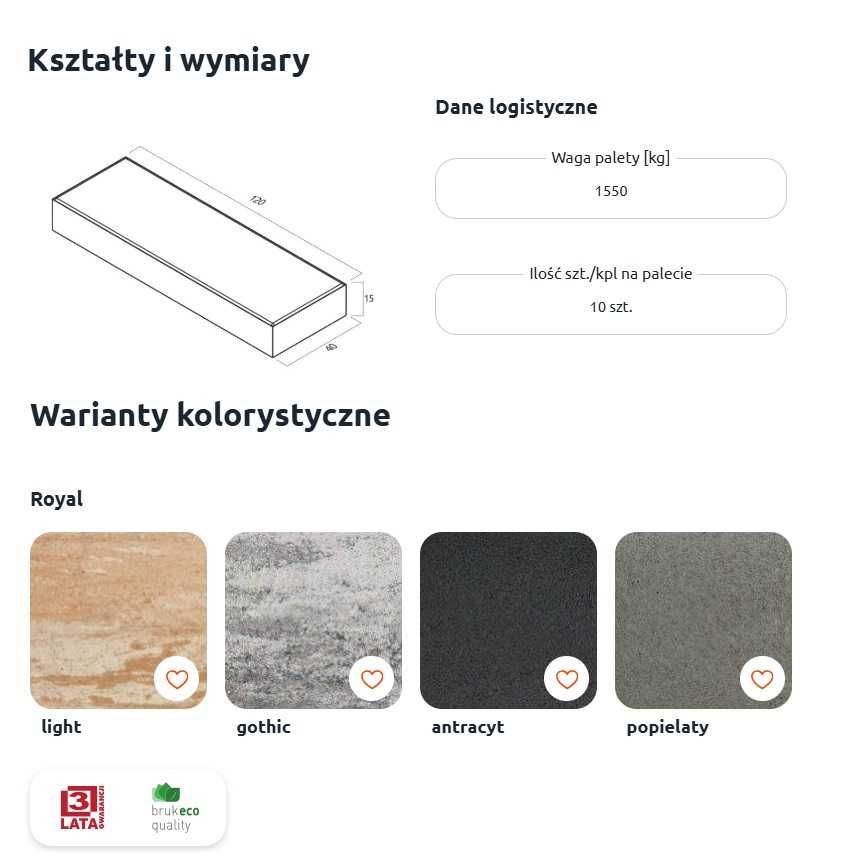 Stopień Schodowy Gładki Royal 120x40x15 stopnica betonowa bloczki blok