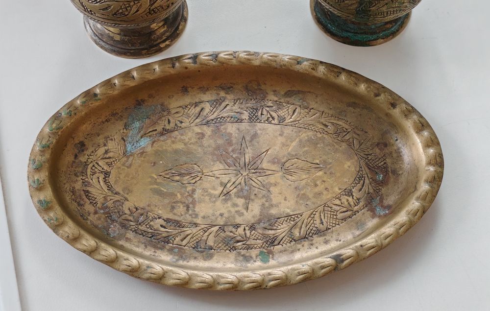 Набор для специй из латуни (Индия), перечница и солонка