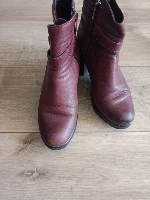 Botki na platformie skórzane