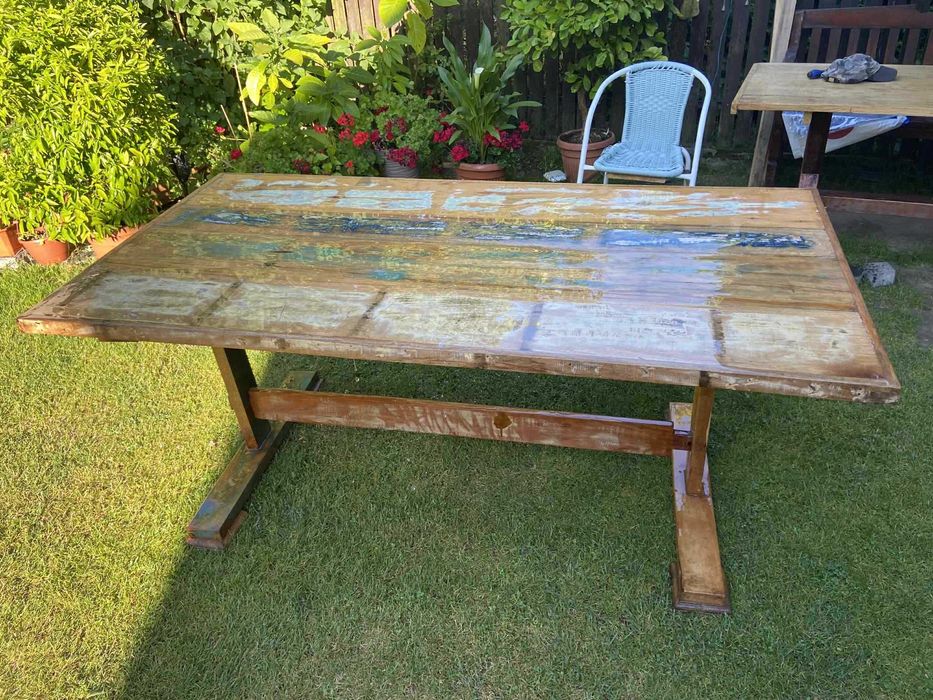 stol tekowy drewniany 180x90 cm unikatowy vintage vidaxl