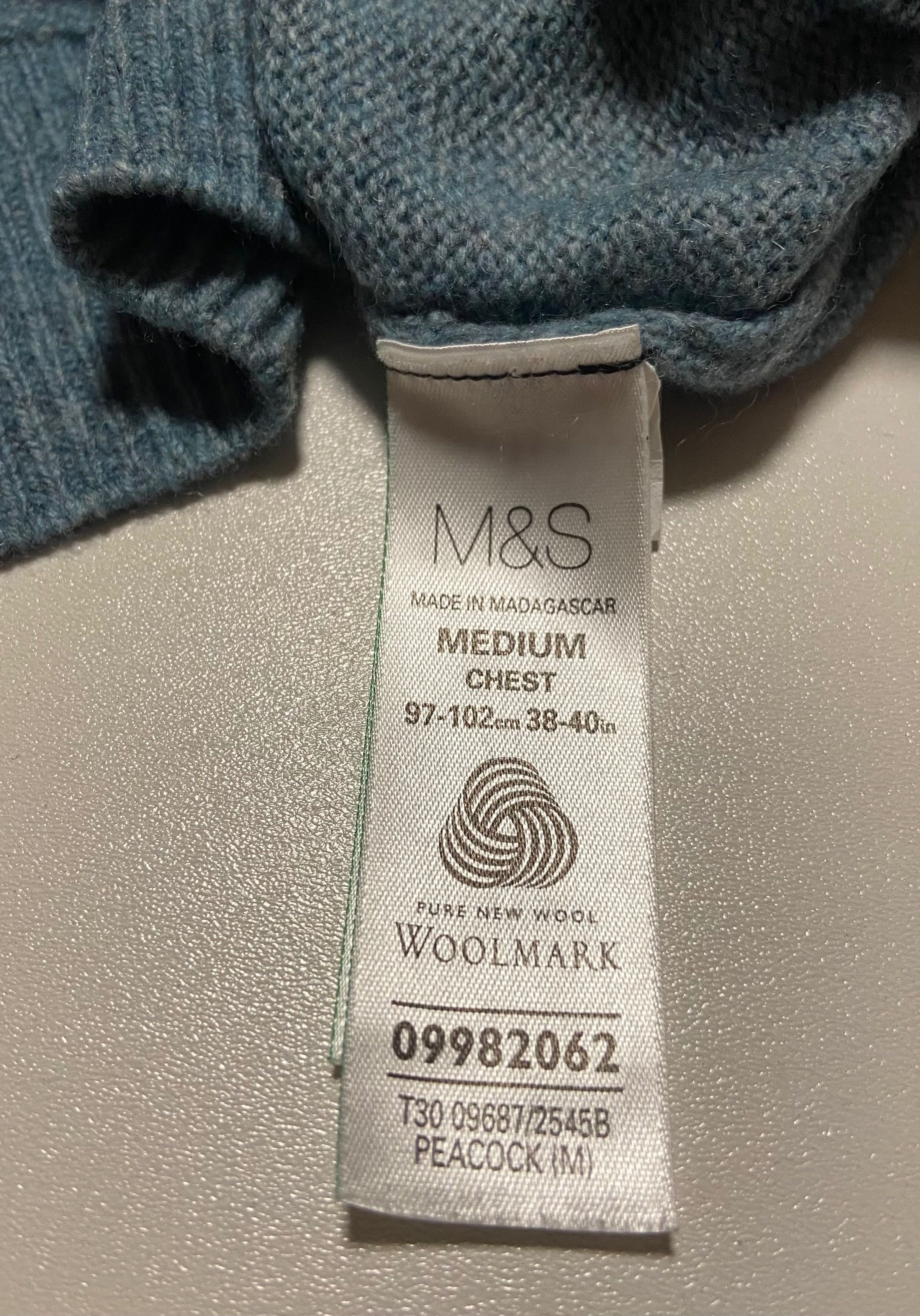 Marks & Spencer M Шерстяной Мужской свитер шерсти спенсер шерсть m