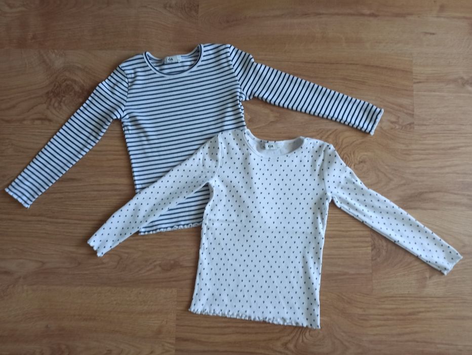 Zestaw 2 szt. Bluzka z długim rękawem 122/128 C&A serduszka, paski