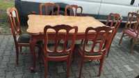 Stylowy stół rozkładany ludwik+6 krzeseł dębowy