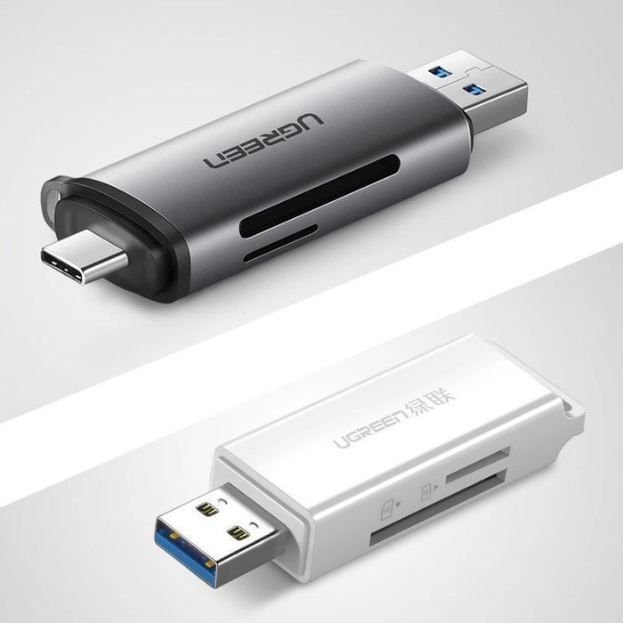 Ugreen czytnik kart SD / micro SD na USB 3.0 / USB Typ C 3.0 szary