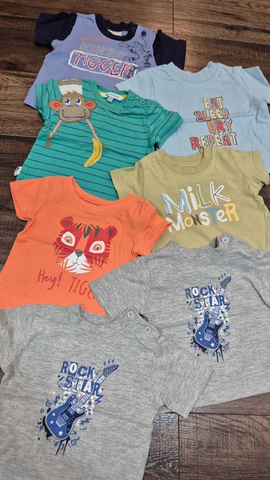 040 T tshirt kr r 2 komplet 7 sztuk mix 62 chłopiec