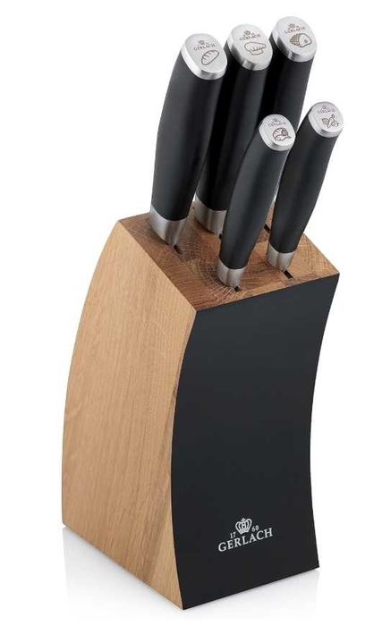 Gerlach Deco Black Zestaw Noży W Bloku Z Drewna Bukowego