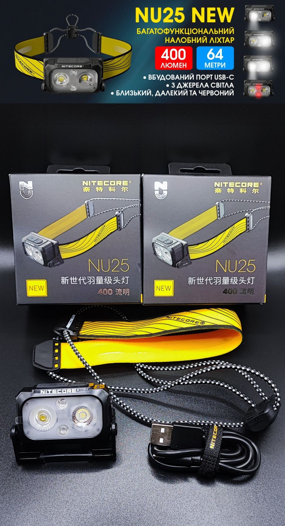 Nitecore NU11, NU50, HC65 V2, HC68, NU25, NU33, NU35, NU43, UT27 NEW