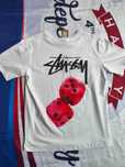 Stussy Męska Biała Koszulka z Nadrukiem M