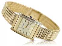 Złoty zegarek damski 14k z BRYLANTAMI Geneve lwd035ydg&lbw003y K