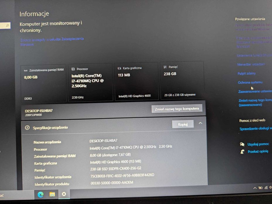 Laptop Lenovo ThinkPad T540p – i7 mała wada matrycy