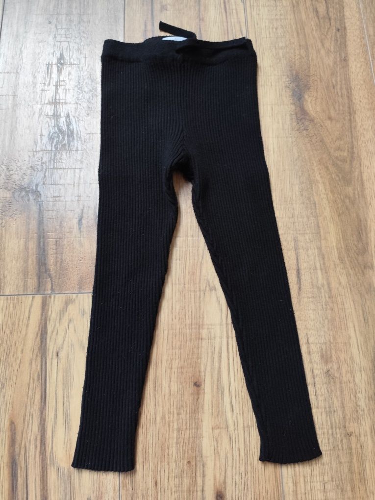 Legginsy 98 Zara mięsista prążkowana bawełna czarne klasyka