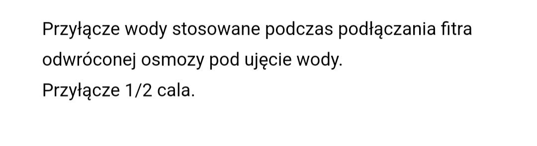 Przyłącze gwint 1/2 z otworem na zawór do węża filtra ro