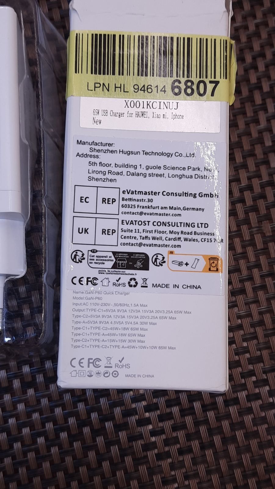 Зарядка GaN-P60Quick Charge 3.0 QC3.0 PD3.0 USB-C Android Ios