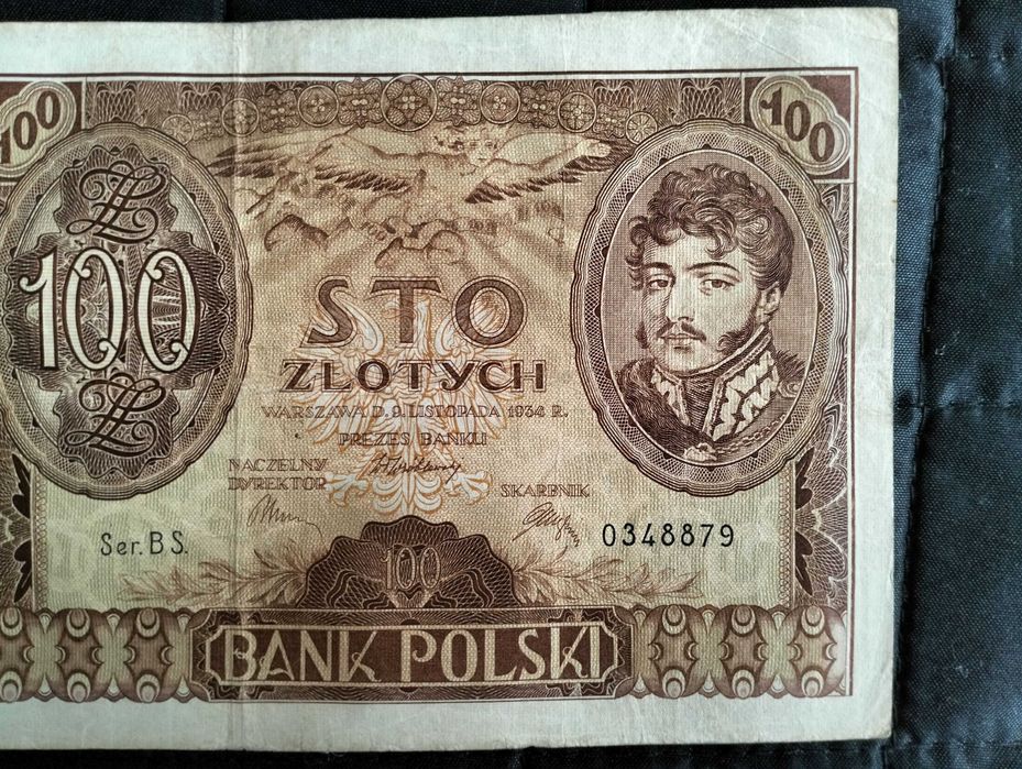 100 złotych 1934, banknot, seria BS