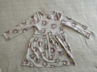 Szara sukienka z długim rękawem w jednorożce H&M 122 - 128 jak nowa