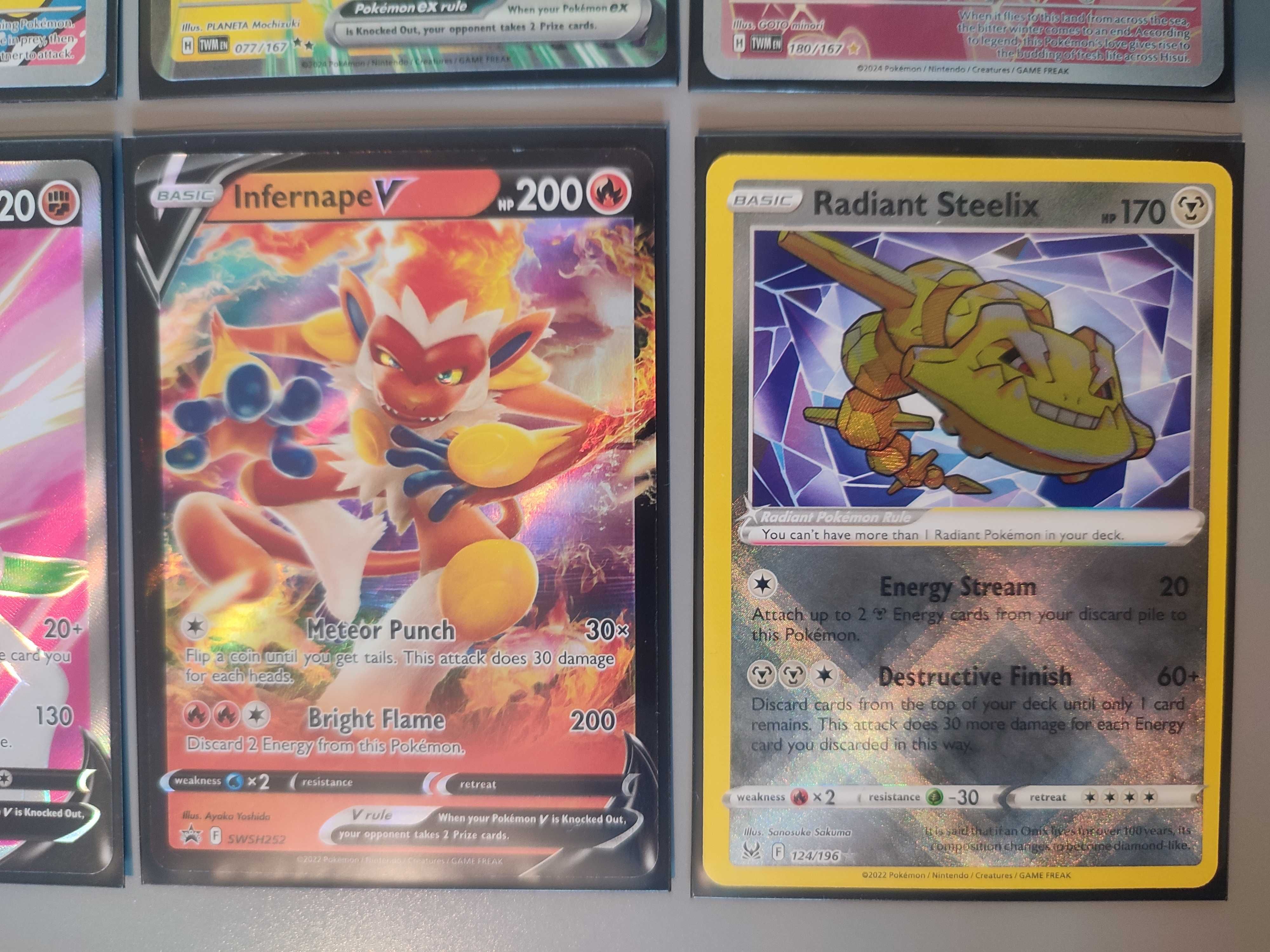 Karty Pokemon TCG Chesnaught V, Gallade V, Infernape, Radiant Steelix