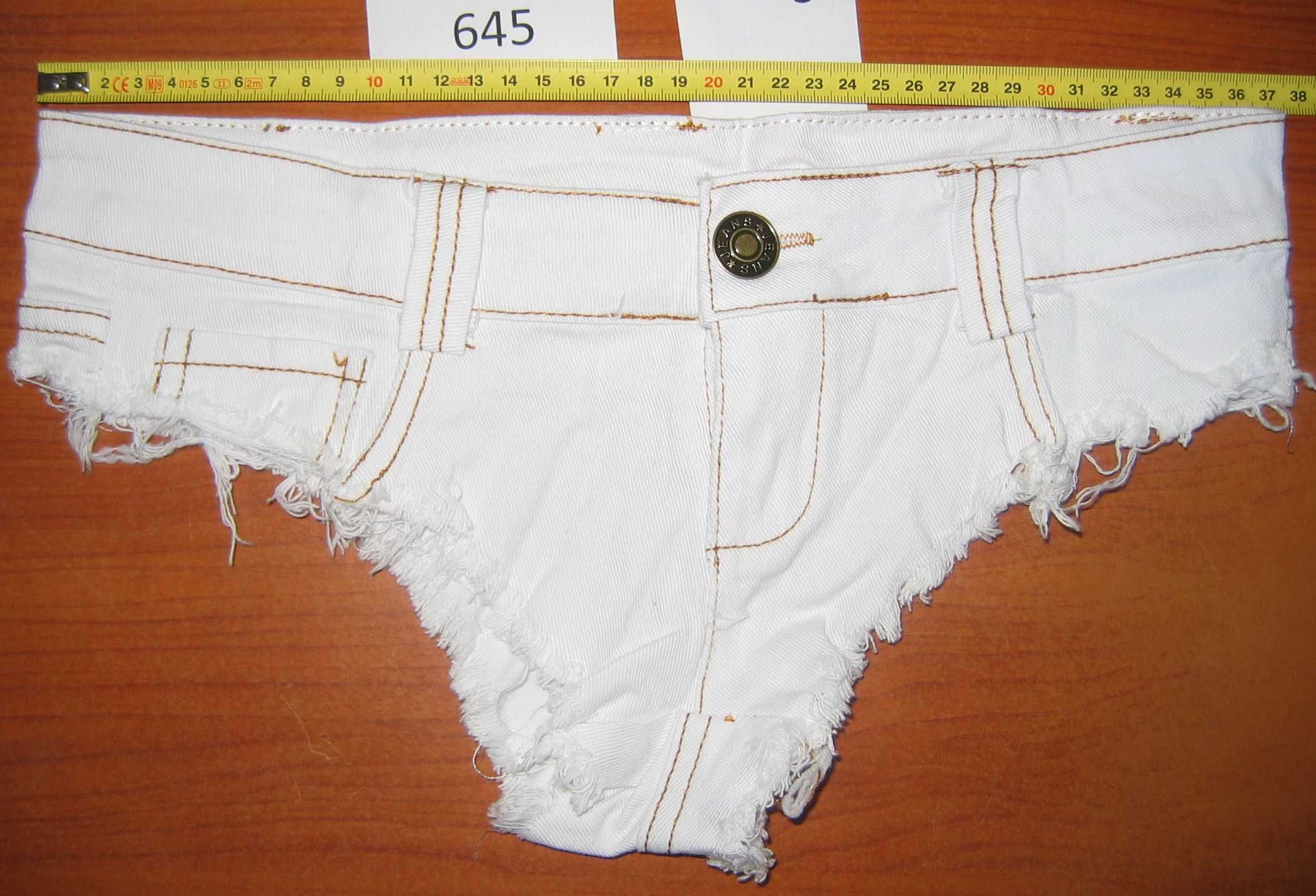 Spodenki Szorty 645 Dżinsowe Jeans Damskie Krótkie Białe Seksowne M
