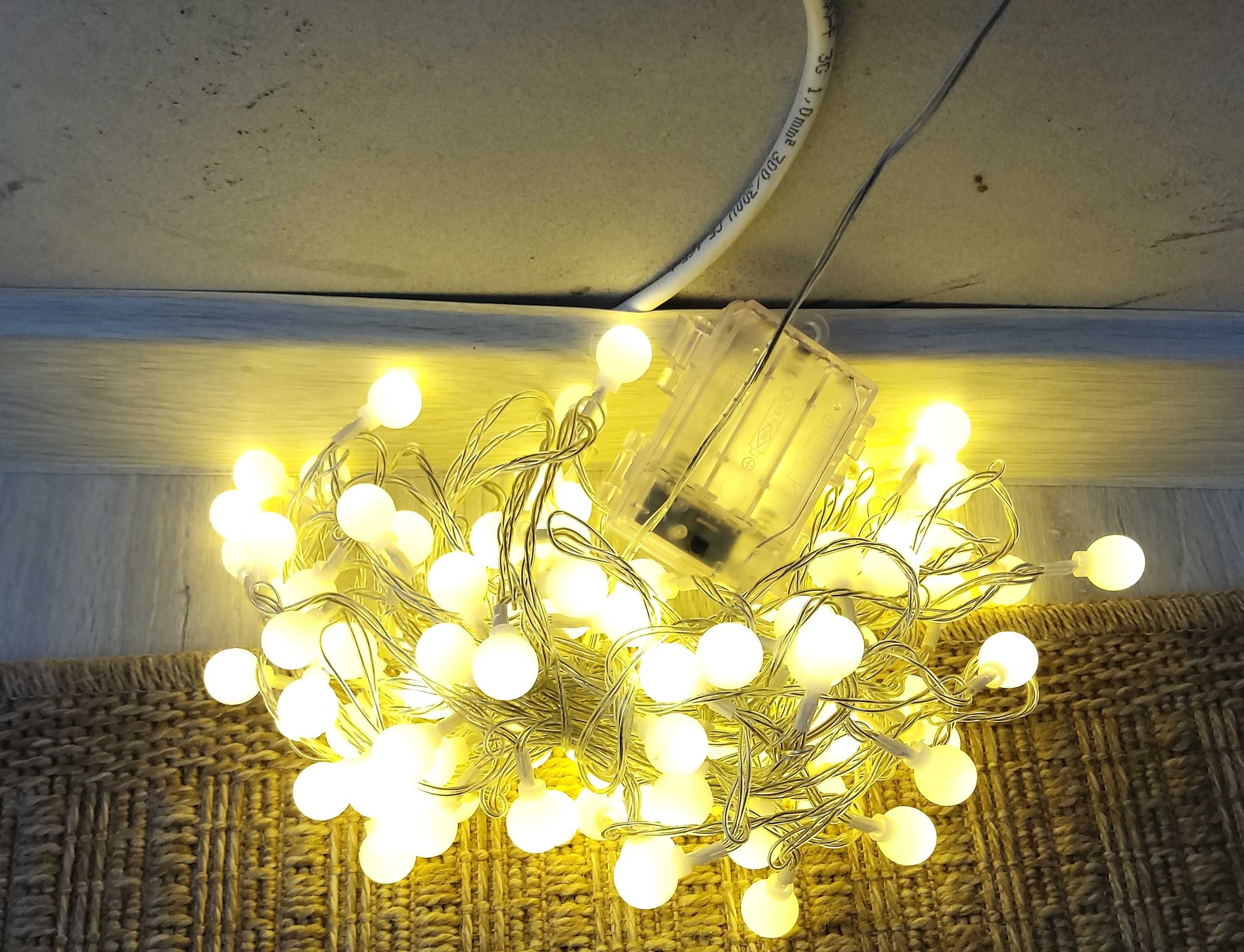 Lampki światełka 12m+1m 100 led na zewnątrz wewnątrz na baterie i usb