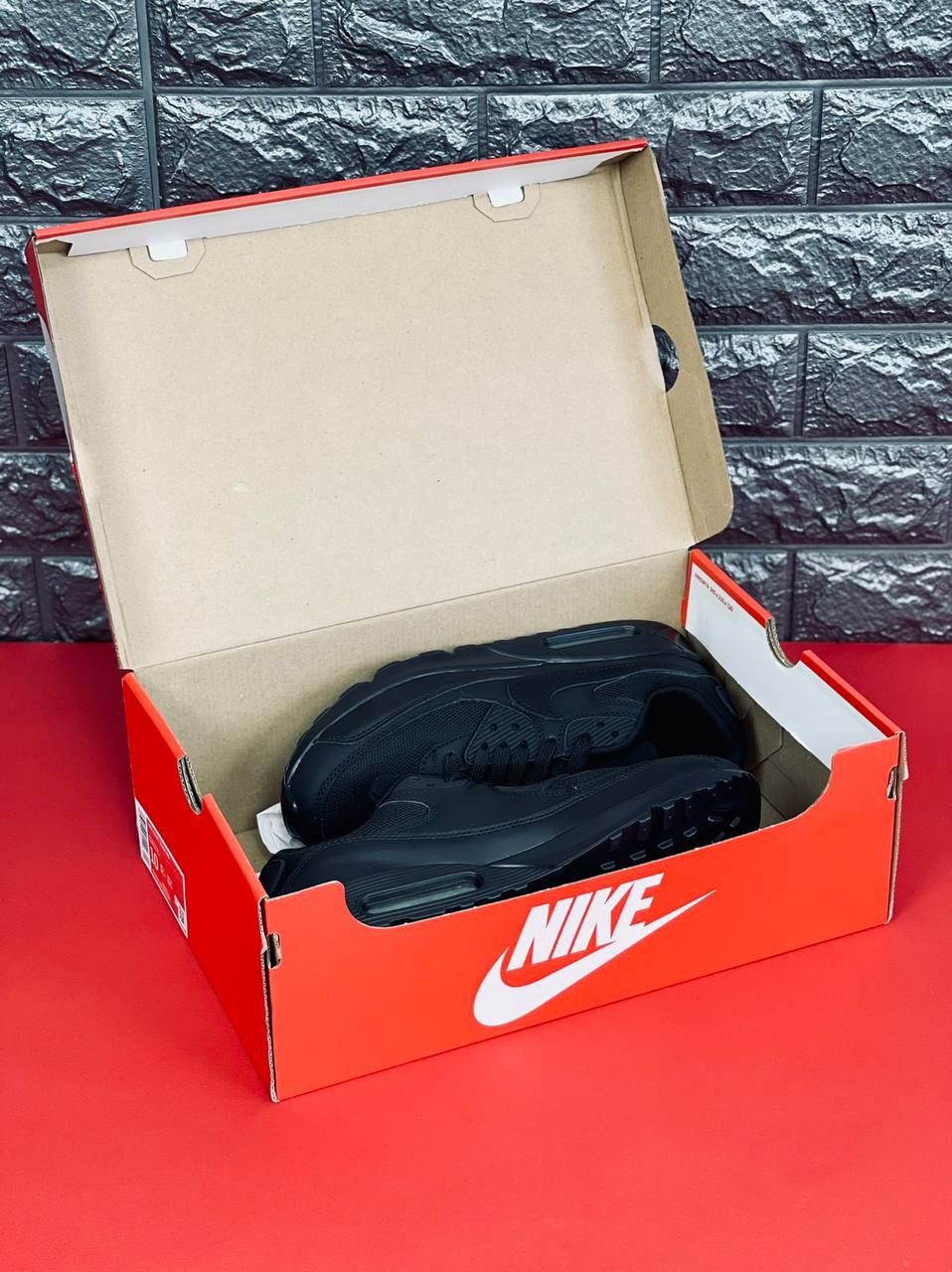 Мужские кроссовки, Nike AIR MAX90, летние удобные черные, кожаные, 35-