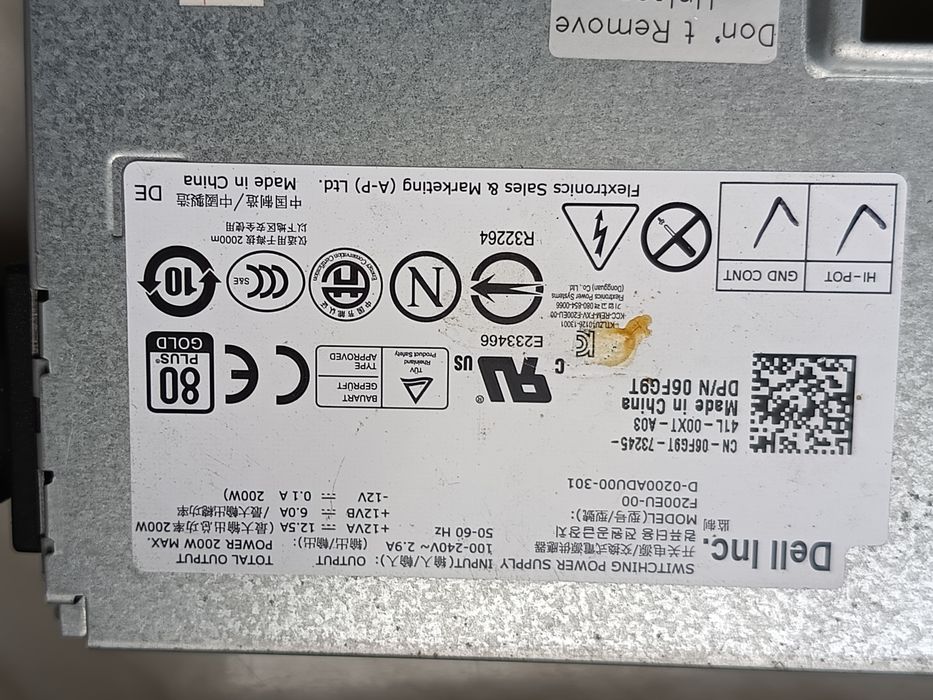 Zzasilacz Dell model F200 EU--00