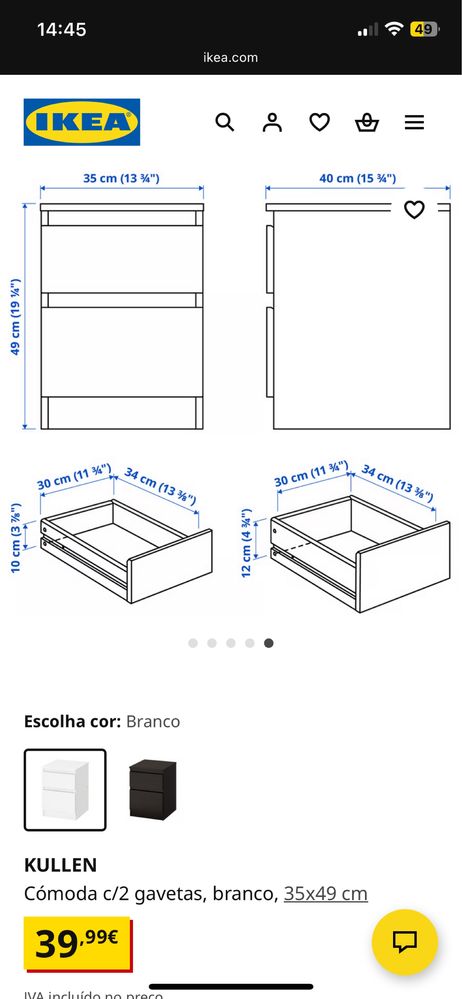 Mesinha de cabeceira pequena do IKEA