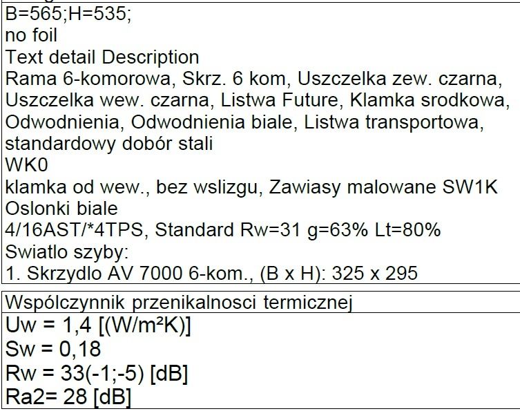 Okno PCV kol. biały wymiar szer. 565 x wys. 535 - uchylne