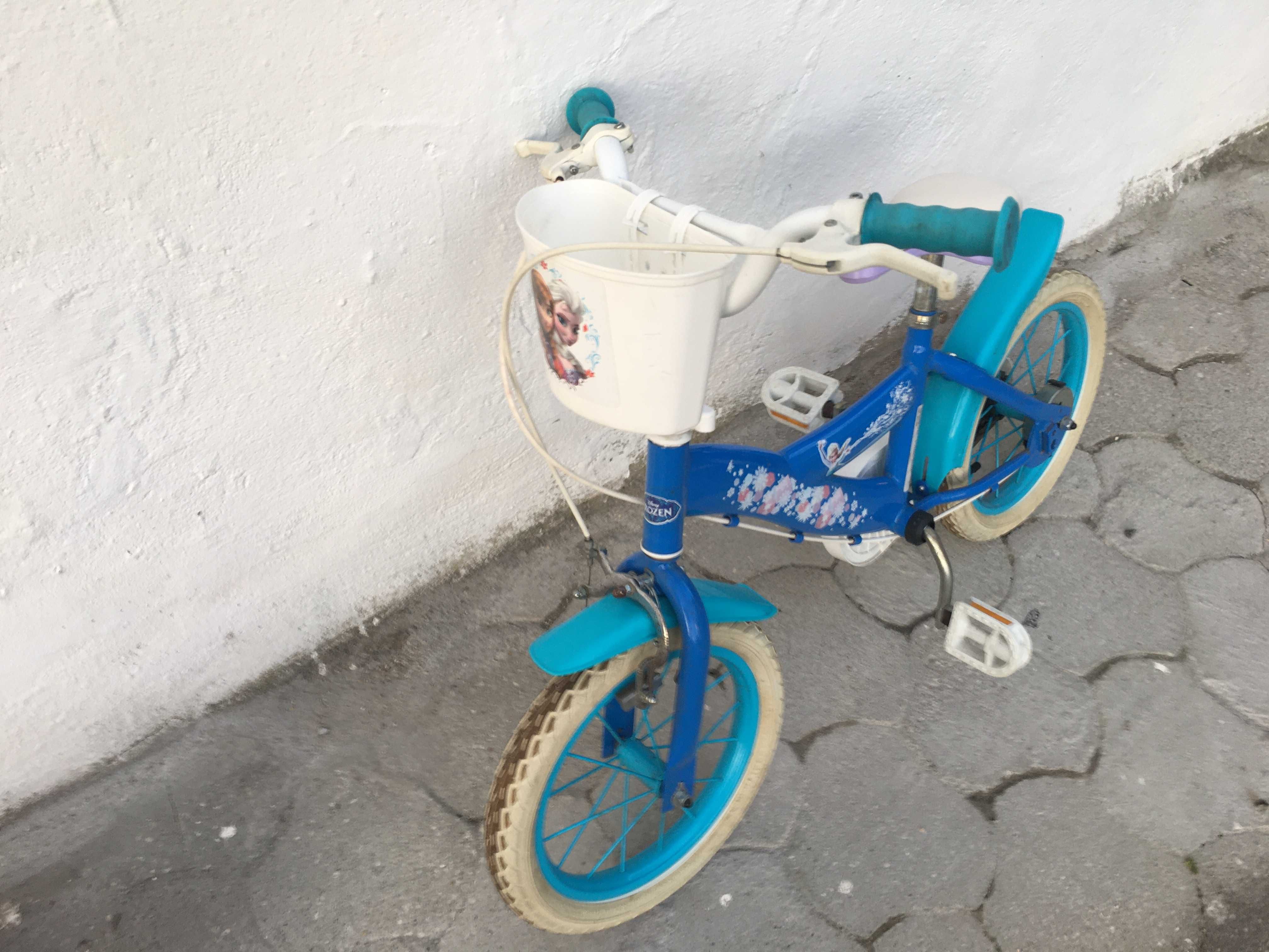 Bicicleta Frozen, roda 14" azul menina idade 4-7 anos