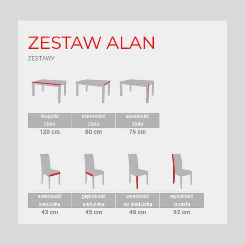 Zestaw Alan - krzesła+stół