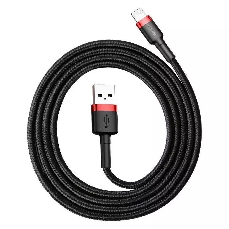 baseus cafule 2a 3m lightning usb kabel (černo-červený)