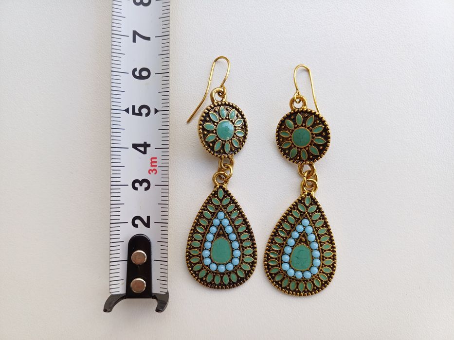 Lindos brincos étnicos de tons azuis - NOVOS