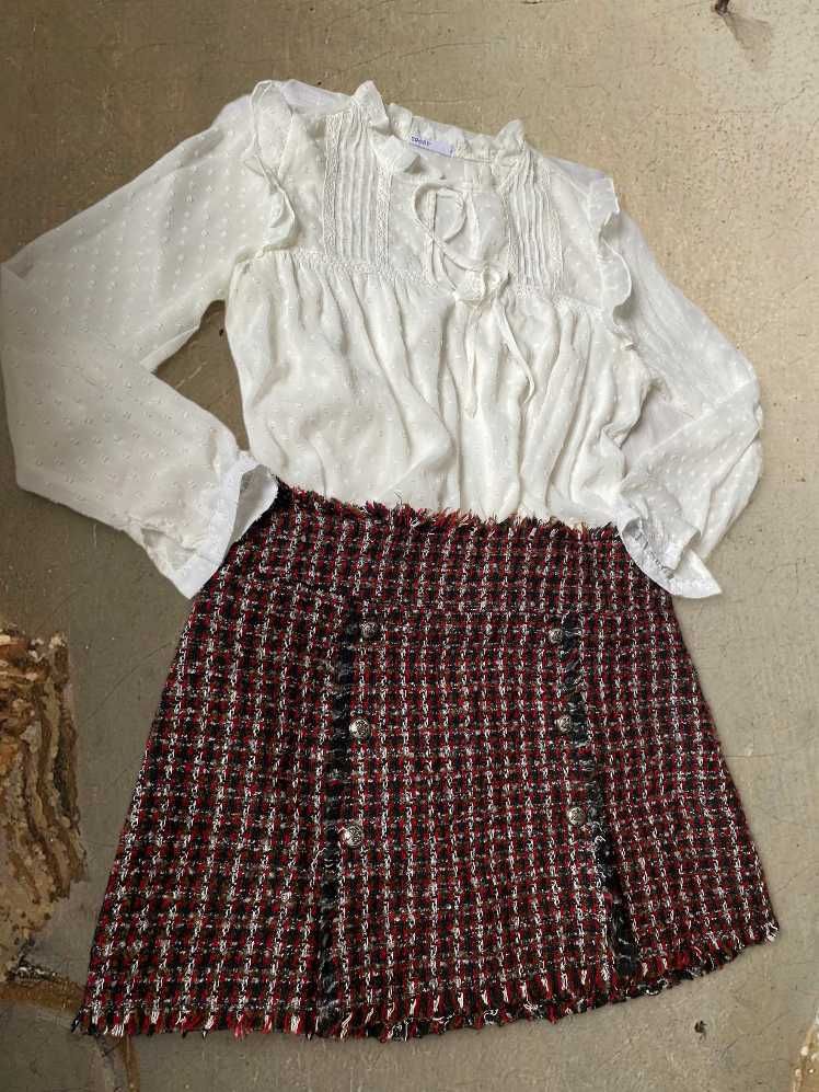Spódnica mini, krótka, wełniana, w krate na suwak, elegancka Zara 40/L