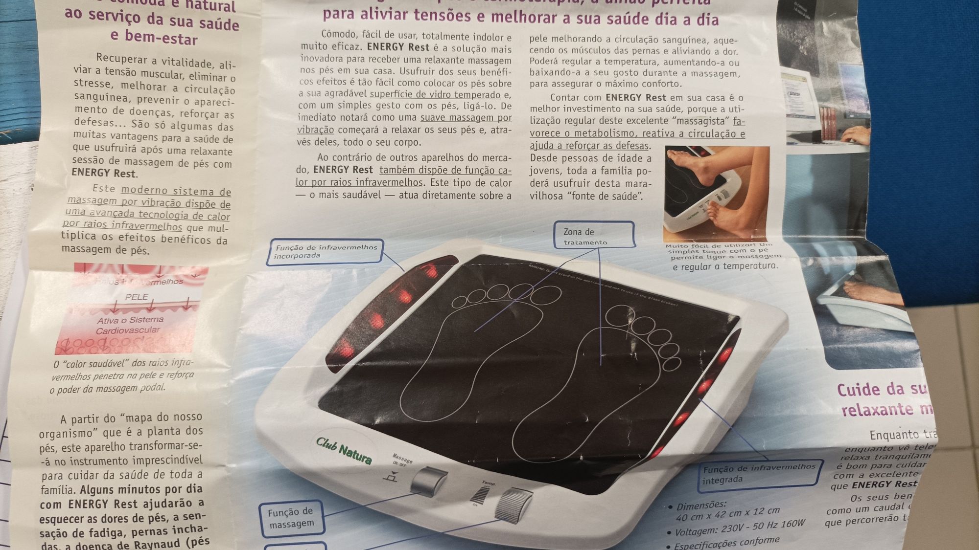 Aparelho de Massagem pés por raios infravermelhos