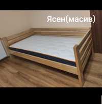Ліжко односпальне,90/200,80/190;дерев'яне(ясен цільний),з бортиками і