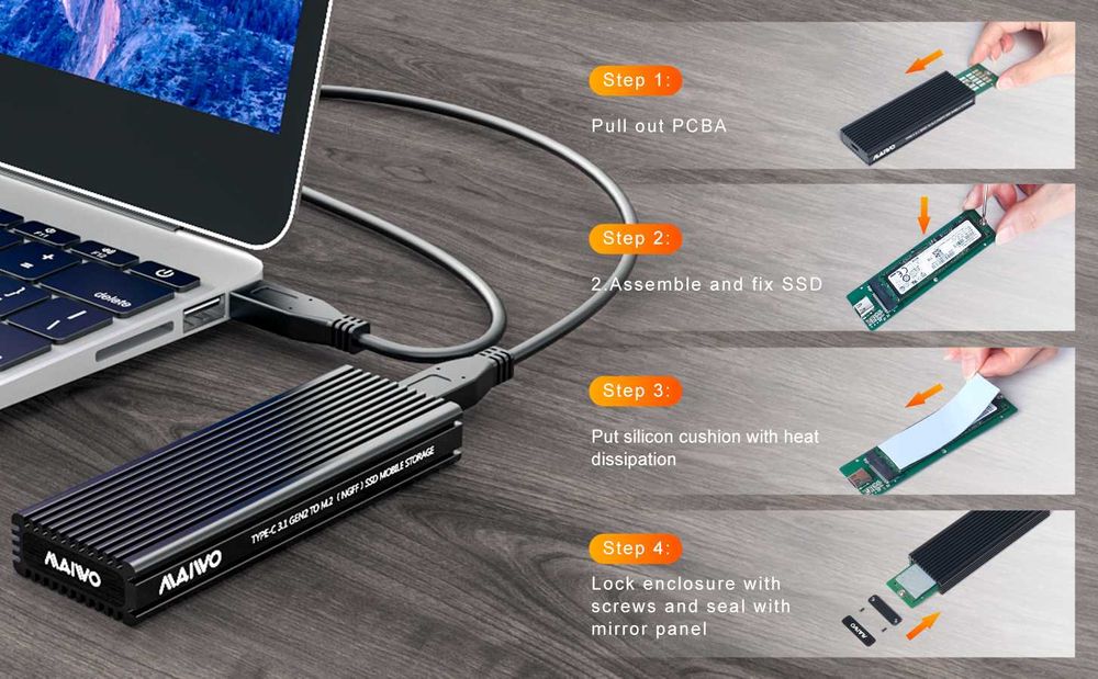 Продаю зовнішню кишеню ''Maiwo'' для M.2 SSD NVMe та SATA (K1687P2)